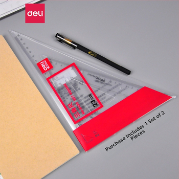 Deli trijstūra lineālais zīmēšanai, plastmasas, modeļi 6415/6420/6425/6430/6435/6440/6445, divu iepakojumu iepakojums