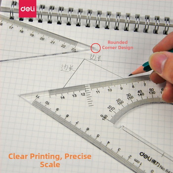 Deli trijstūra lineālais zīmēšanai, plastmasas, modeļi 6415/6420/6425/6430/6435/6440/6445, divu iepakojumu iepakojums