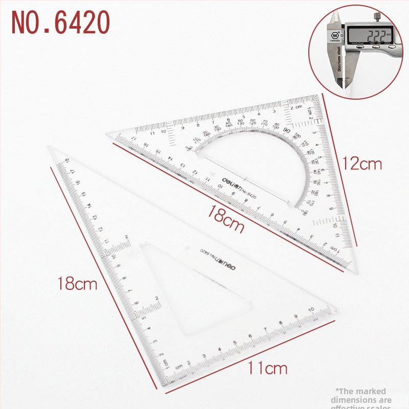 Deli trijstūra lineālais zīmēšanai, plastmasas, modeļi 6415/6420/6425/6430/6435/6440/6445, divu iepakojumu iepakojums