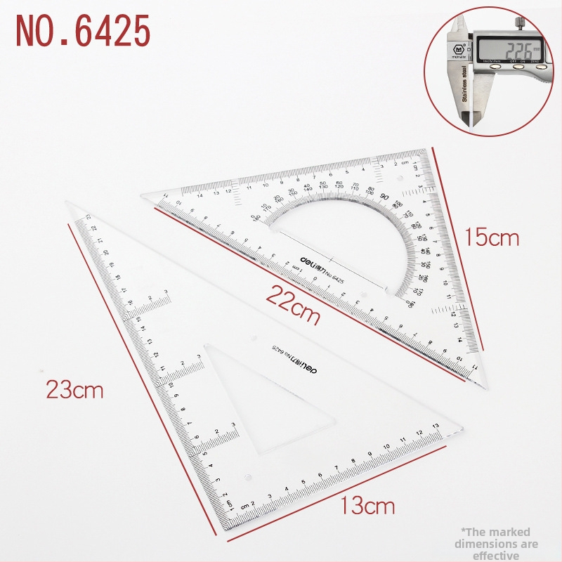 Deli trijstūra lineālais zīmēšanai, plastmasas, modeļi 6415/6420/6425/6430/6435/6440/6445, divu iepakojumu iepakojums