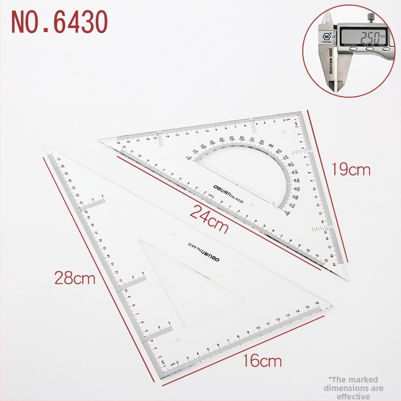 Deli trijstūra lineālais zīmēšanai, plastmasas, modeļi 6415/6420/6425/6430/6435/6440/6445, divu iepakojumu iepakojums