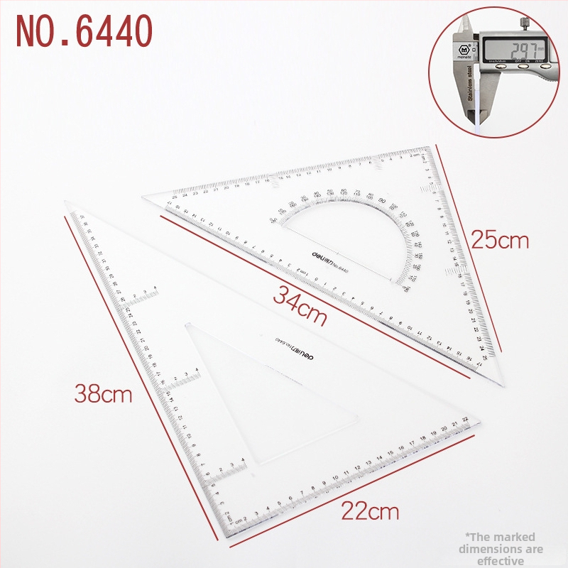 Deli trijstūra lineālais zīmēšanai, plastmasas, modeļi 6415/6420/6425/6430/6435/6440/6445, divu iepakojumu iepakojums
