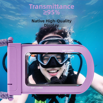 Veekindel telefonikott puutetundliku aknaga ujumiseks ja raftinguks, läbipaistev suletud kotik vees pildistamiseks