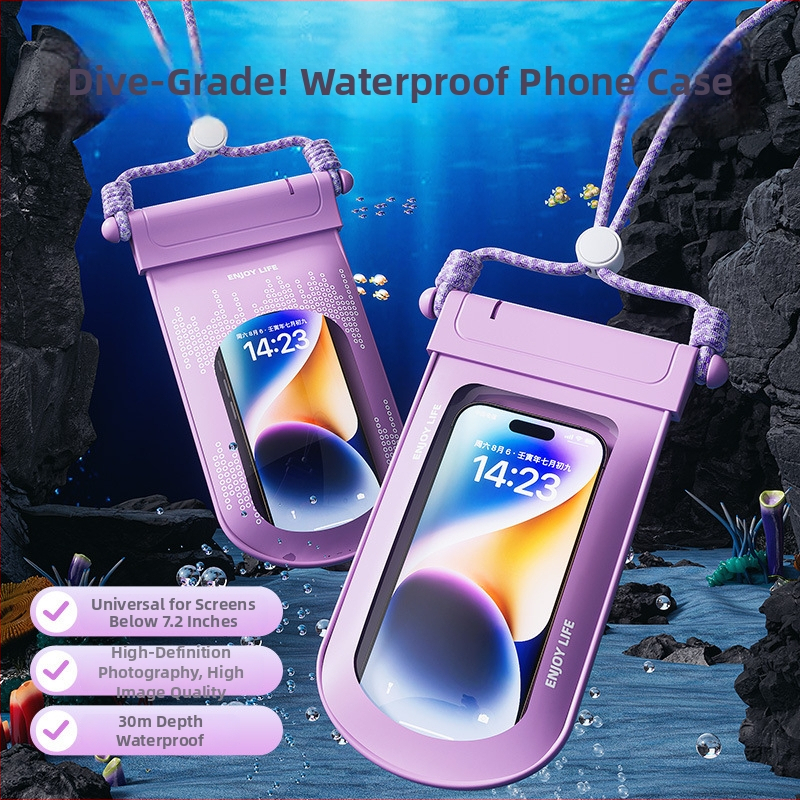 Veekindel telefonikott puutetundliku aknaga ujumiseks ja raftinguks, läbipaistev suletud kotik vees pildistamiseks