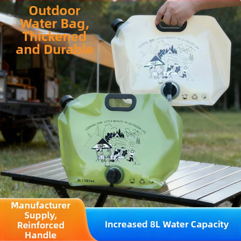 Väliskasutuseks kokkupandav veekott, 8 L maht, PE/TPE materjal, lihtne stiil, matkamiseks