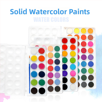Keepsmiling Akvareļu krāsu komplekts - Plastmasas + cietas akvareļu krāsas, caurspīdīga ABS kaste, akvareļu gleznošanai