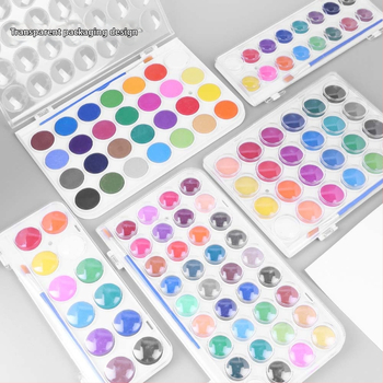 Keepsmiling Akvareļu krāsu komplekts - Plastmasas + cietas akvareļu krāsas, caurspīdīga ABS kaste, akvareļu gleznošanai