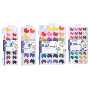 Keepsmiling Akvarellfesték készlet - műanyag + tömör akvarellfestékek, átlátszó ABS doboz, akvarell festéshez