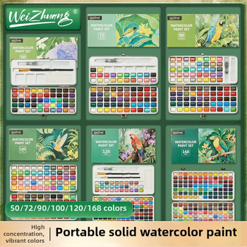 Weizhuang Akvareļu nagu mākslas pigmentu ar perlējošu efektu – ciets komplekts zīmēšanai, kastē, zīmēšanas rīki