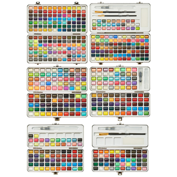 Weizhuang Akvareļu nagu mākslas pigmentu ar perlējošu efektu – ciets komplekts zīmēšanai, kastē, zīmēšanas rīki