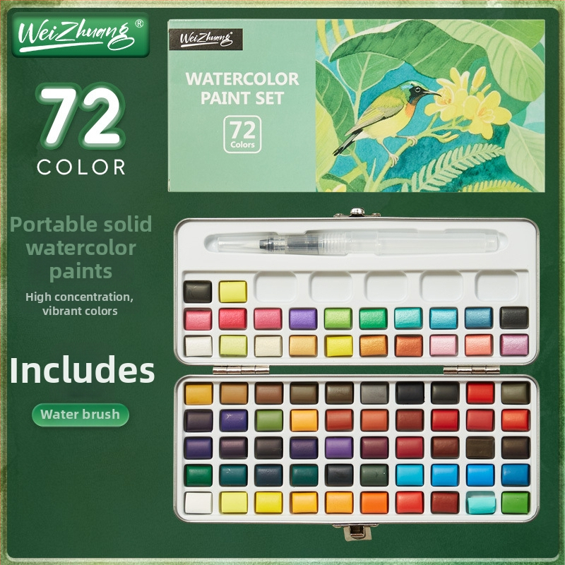 Weizhuang Akvareļu nagu mākslas pigmentu ar perlējošu efektu – ciets komplekts zīmēšanai, kastē, zīmēšanas rīki
