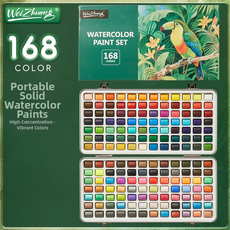 Weizhuang Akvareļu nagu mākslas pigmentu ar perlējošu efektu – ciets komplekts zīmēšanai, kastē, zīmēšanas rīki