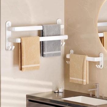 Raft de prosoape din aluminiu spațial, 3 etaje, montat pe perete, depozitare prosoape