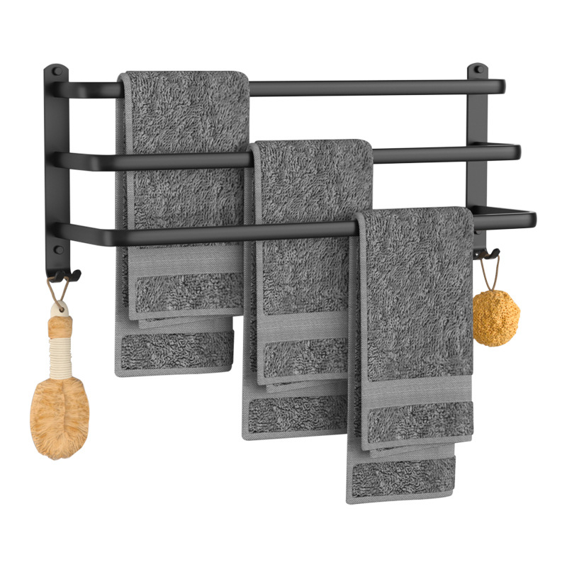 Raft de prosoape din aluminiu spațial, 3 etaje, montat pe perete, depozitare prosoape