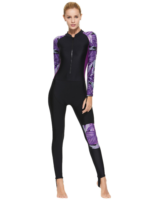 Moterų viso kūno plaukimo kostiumas, greitai džiūstantis nailonas ir poliesteris, spaudinėtas raštas