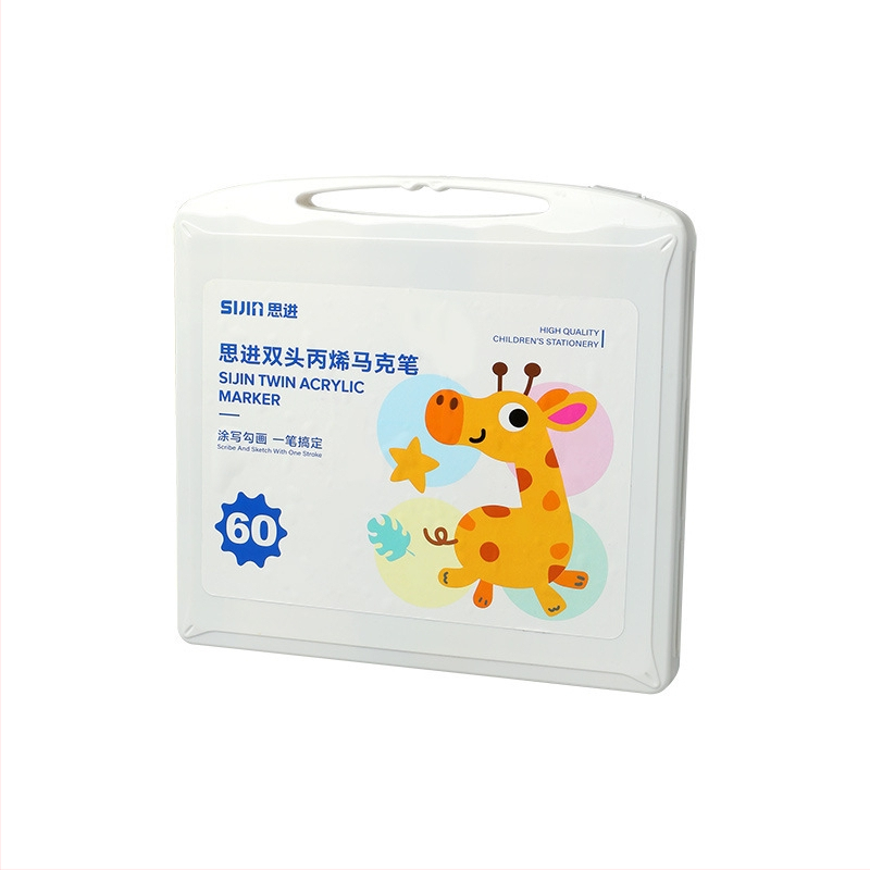 Dvostruko glaveni akrilni marker, ravni tok tekućine, veliki kapacitet, trokutasto kućište, periv – Think Forward