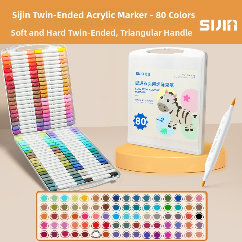 Dvostruko glaveni akrilni marker, ravni tok tekućine, veliki kapacitet, trokutasto kućište, periv – Think Forward