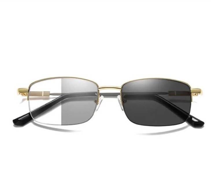 Очила за четене с прогресивно мултифокално увеличение, анти-синя светлина, паметна титиева полурамка, PC лещи