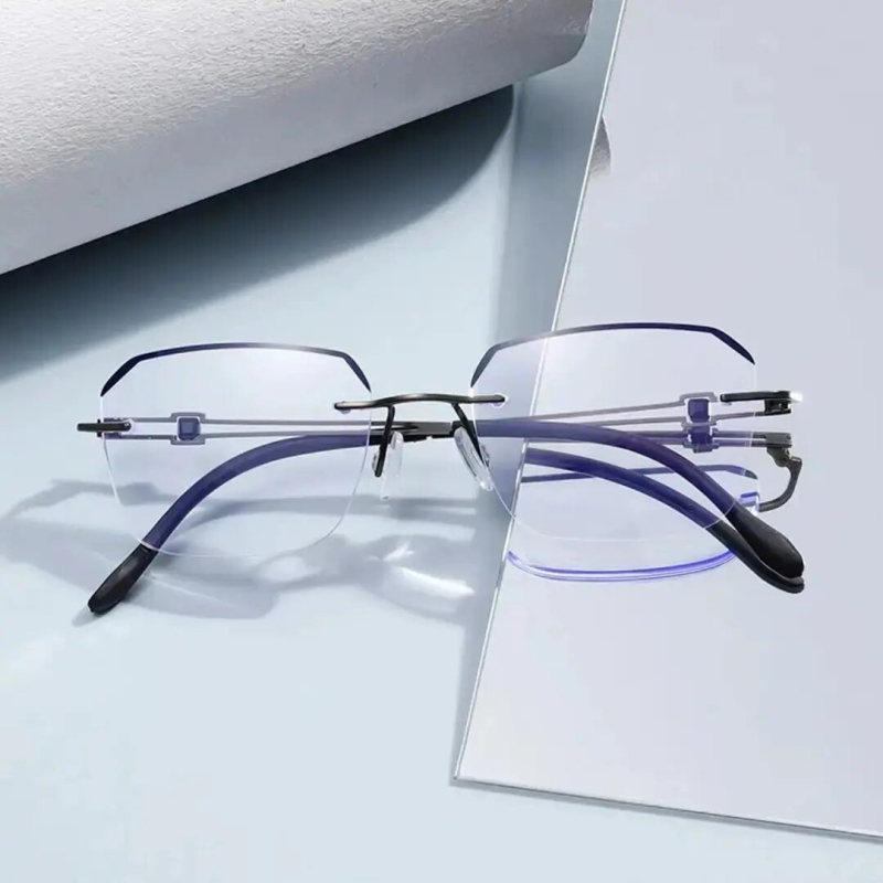 Безрамкови ултралеки очила за четене с антисиня светлина и антирадиация – HD поликарбонатни лещи, рамка метал и поликарбонат