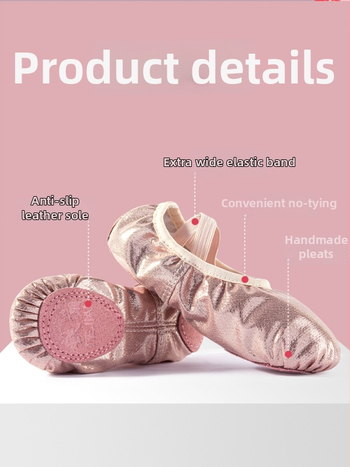 Detské baletné tanečné topánky s mäkkou podrážkou, bez šnúrok, ľahké na balet a moderný tanec