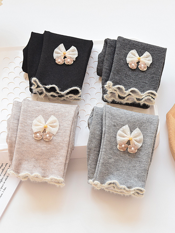 Colanți pentru fetițe din bumbac, lungime până la gleznă, talie medie, pentru vârsta 3–8 ani