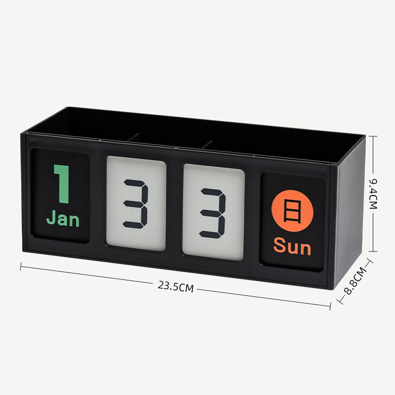 Stalo kalendorius ir rašiklio laikiklis su atskaitos priminimu, modelis SD-2598; medžiaga: plastmasė; forma: kvadratinė; spausdintas logotipas: taip; pritaikymas: taip