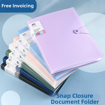 Didelės talpos dokumentų bylą su sagtimi ir skaidriomis įterpimo lapais (PP)