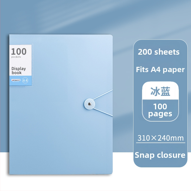 Didelės talpos dokumentų bylą su sagtimi ir skaidriomis įterpimo lapais (PP)