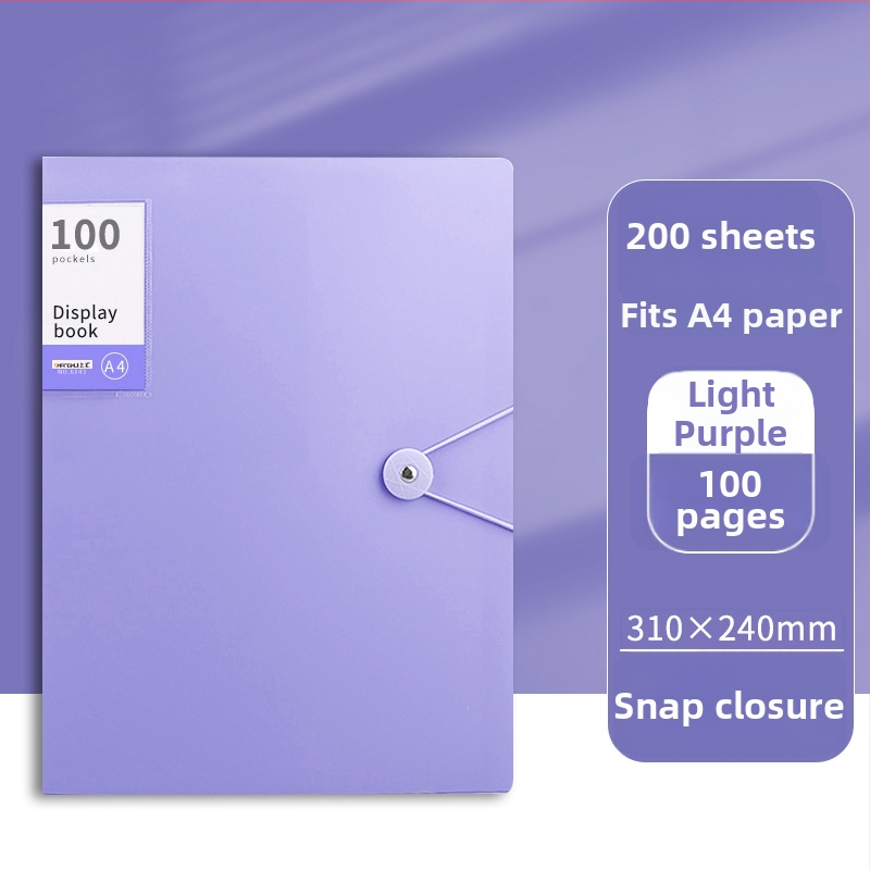 Didelės talpos dokumentų bylą su sagtimi ir skaidriomis įterpimo lapais (PP)