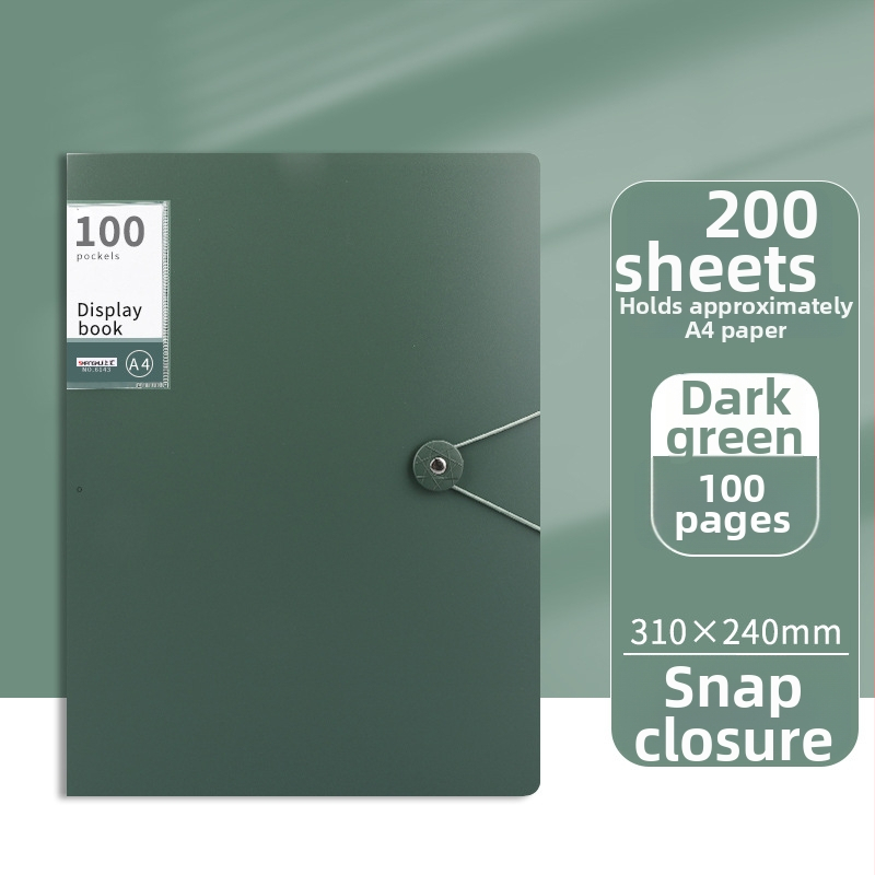 Didelės talpos dokumentų bylą su sagtimi ir skaidriomis įterpimo lapais (PP)