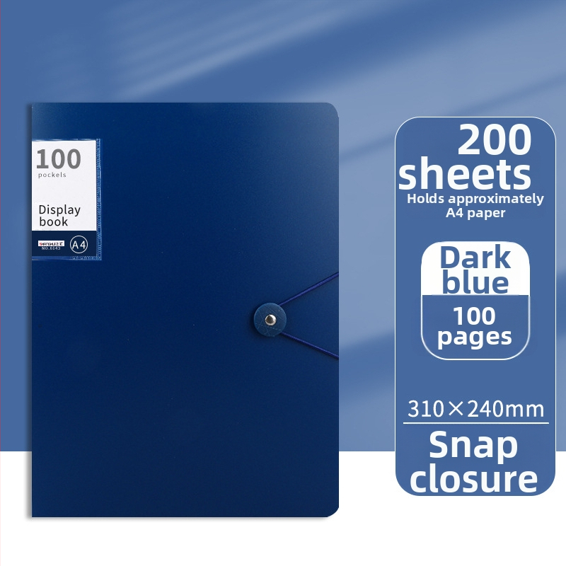 Didelės talpos dokumentų bylą su sagtimi ir skaidriomis įterpimo lapais (PP)