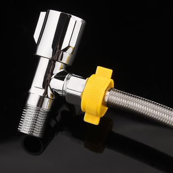 Кран за вход на гореща и студена вода – 304 неръждаема стомана, оплетена тръба, монтаж чрез завиване, 60°C макс, за домашна употреба