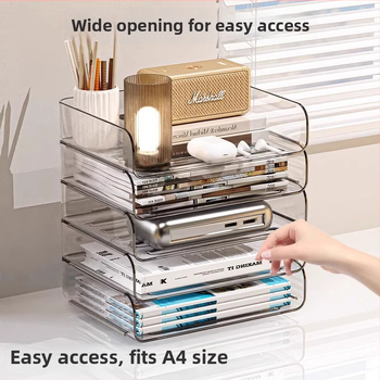 PET medžiagos biuro failų laikiklis, skaidrus daugiasluoksnis saugojimo organizatorius dokumentams, galima dėti vienas ant kito