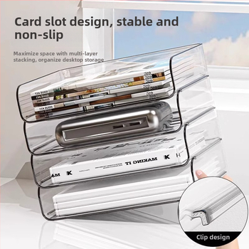 PET medžiagos biuro failų laikiklis, skaidrus daugiasluoksnis saugojimo organizatorius dokumentams, galima dėti vienas ant kito