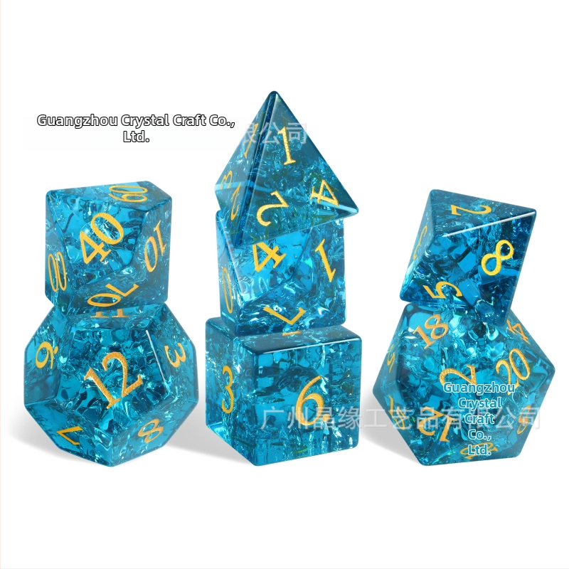 Sada kryštálových sklenených kociek s D6 a D20 pre Dungeons & Dragons RPG