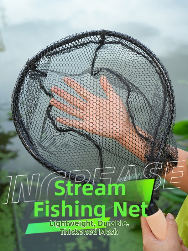Rokas tīklis straumes zvejai — ultra viegls oglekļa sakausējums, 35 cm atvērums, 30 cm tīkla dziļums, plānas acis, izturīga noslodze