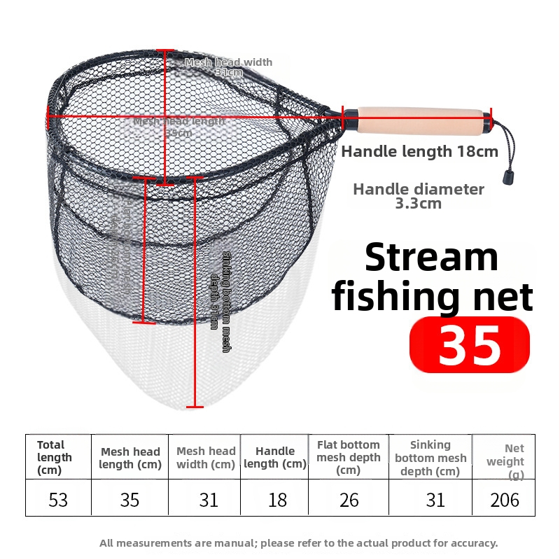 Kätega kasutatav jõe kalapüügi võrk — ultrakerge süsiniku sulam, ava läbimõõt 35 cm, võrgu sügavus 30 cm, õhukesed silmused, väga vastupidav koormusele
