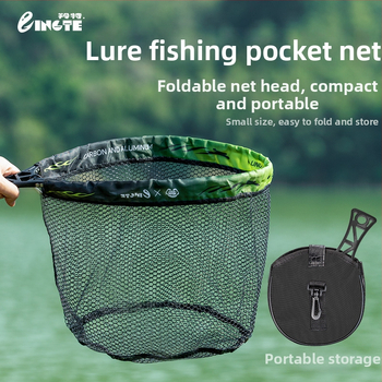 Kokkupandav kaasaskantav käsivõrk kalastamiseks – komplekt, 34 cm läbimõõduga ava, 28 cm sügavus, paks võrk ja metallist rõngas.