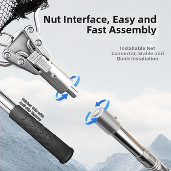 Roostevabast terasest kalastusvõrgu vart ja pea komplekt, teleskoopiline kokkupandav võrguvart kolmnurkse peaga, Ø40 mm diameeter, sügavus 35, peenvõrk