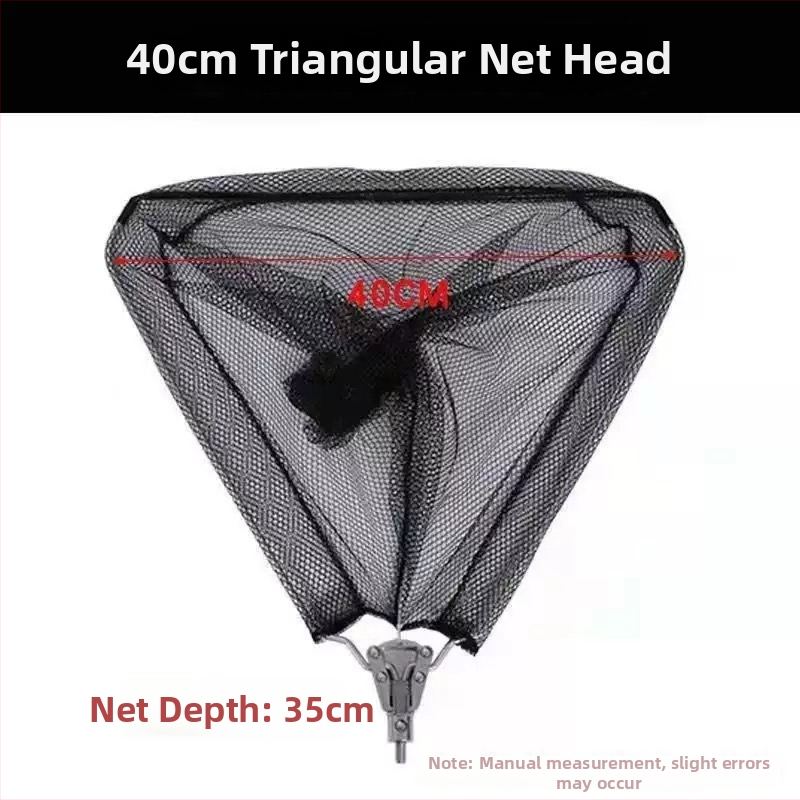 Roostevabast terasest kalastusvõrgu vart ja pea komplekt, teleskoopiline kokkupandav võrguvart kolmnurkse peaga, Ø40 mm diameeter, sügavus 35, peenvõrk