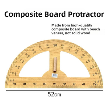 Koka trijstūra lineāla komplekts ar zīmēšanas dēliņu un rokturi, daudzfunkcionāls mācību instruments ar leņķmēru un cirkuli, 1 kg
