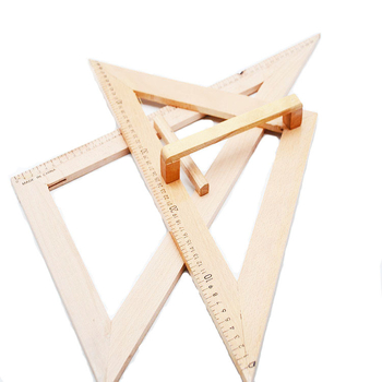 Koka trijstūra lineāla komplekts ar zīmēšanas dēliņu un rokturi, daudzfunkcionāls mācību instruments ar leņķmēru un cirkuli, 1 kg