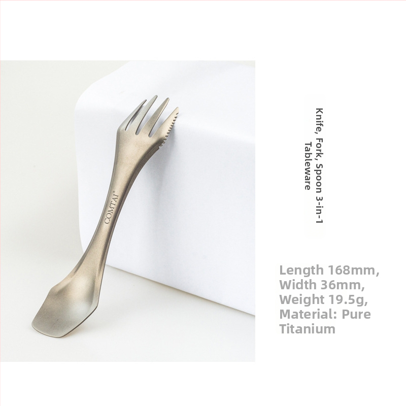 3-in-1 įrankių rinkinys iš nerūdijančio plieno kempingams — lengvas, lauko stiliaus, pritaikymas įmanomas, vieno pakavimo