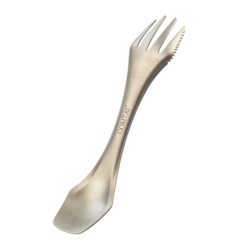 3-in-1 įrankių rinkinys iš nerūdijančio plieno kempingams — lengvas, lauko stiliaus, pritaikymas įmanomas, vieno pakavimo