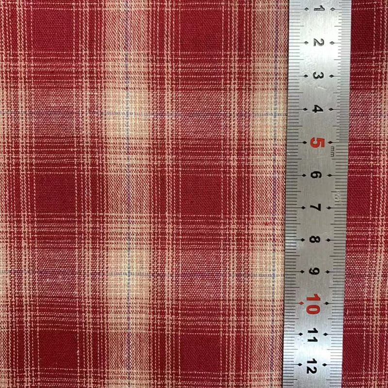 100% medvilnės audinys marškinėliams, siūlais dažytas languotas raštas, pavasariui ir vasarai