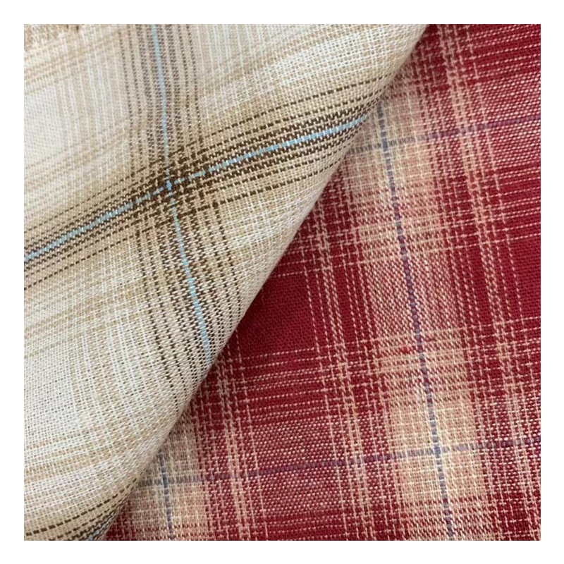 100% medvilnės audinys marškinėliams, siūlais dažytas languotas raštas, pavasariui ir vasarai