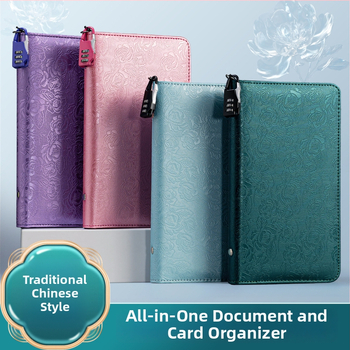 Bankinių depozito lapų laikiklis – PU medžiaga, slaptažodžio užraktas, užtrauktukas, logotipo spauda galima