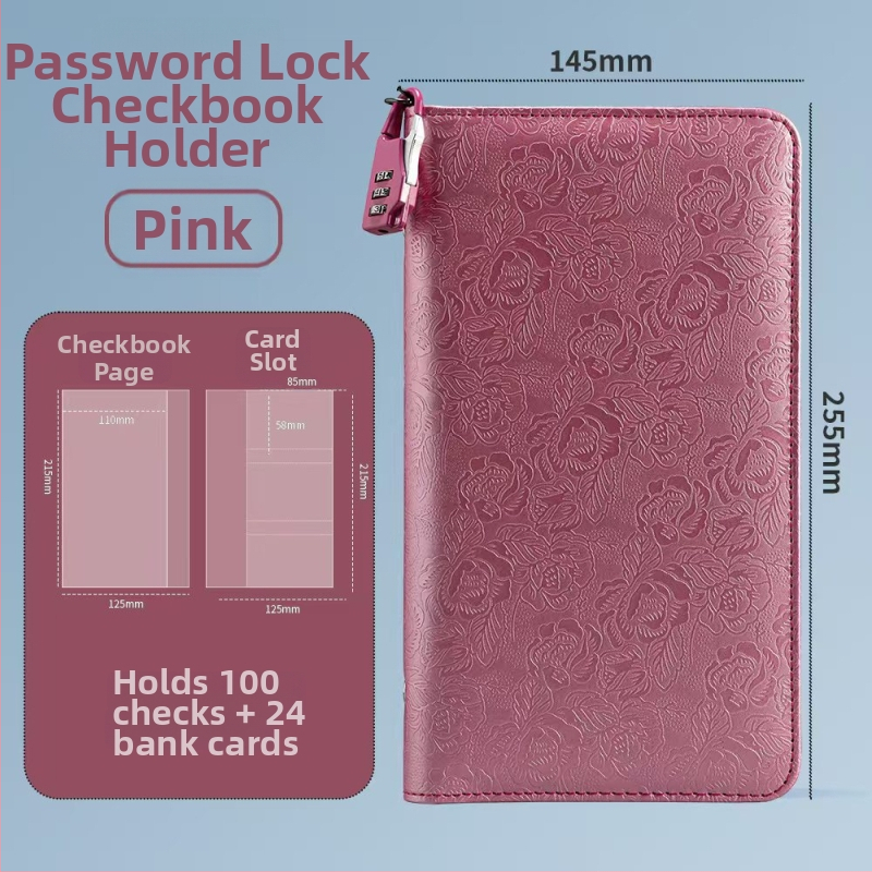 Bankinių depozito lapų laikiklis – PU medžiaga, slaptažodžio užraktas, užtrauktukas, logotipo spauda galima