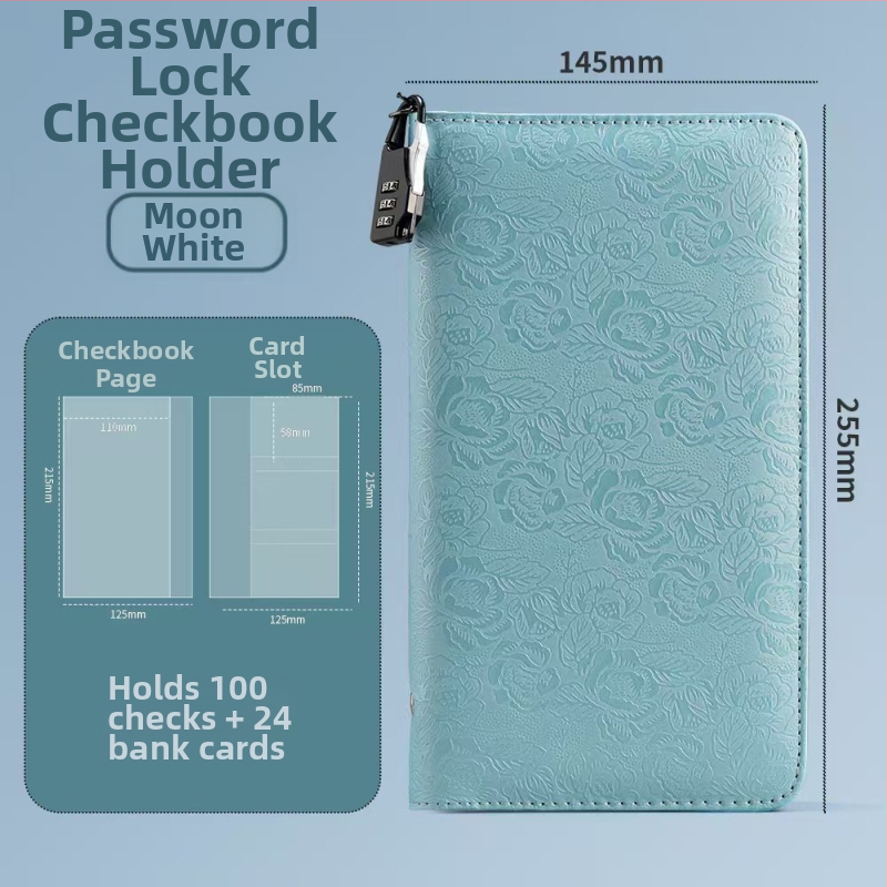 Bankinių depozito lapų laikiklis – PU medžiaga, slaptažodžio užraktas, užtrauktukas, logotipo spauda galima