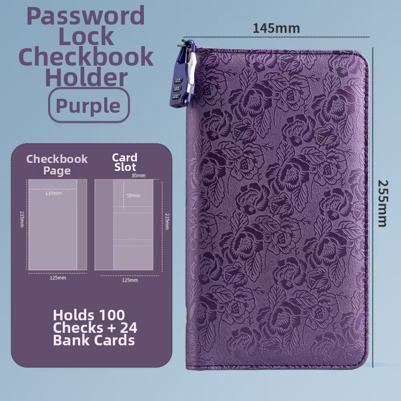 Bankinių depozito lapų laikiklis – PU medžiaga, slaptažodžio užraktas, užtrauktukas, logotipo spauda galima